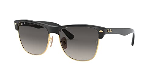 Image of Ray-Ban RB4175 Clubmaster Oversized Square Sunglasses for Men for Women | In Black On Gold. Lightweight durable frame.