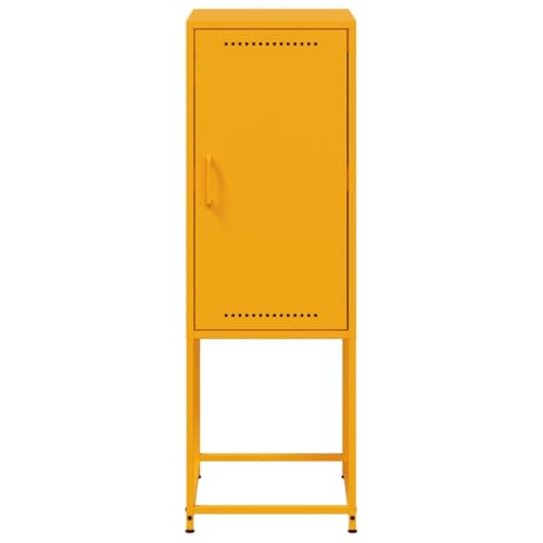 Armario de cocina mostaza de 36x39x107 cm con dos compartimentos de acero resistente 7