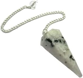 Beautiful Rainbow Moonstone Dowser Pendulum Healing Crystals, Metaphysical Divination Gemstone Pendulum Crystal Reiki Feng Shui, Meditation, Gift for Men Women