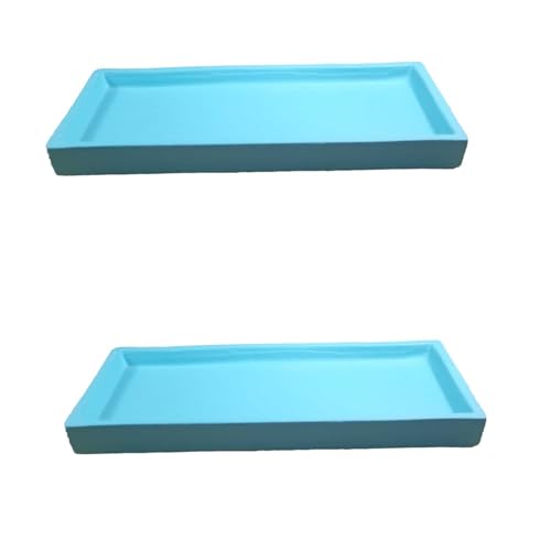 Lasaki Slato Tray Aqua Set of 2 | Rectangle Ceramic(Plates/Saucers) for Pots,Planters,Flowers,Succulents|Decorative Garden Accessories|(L - 23.5 X W - 11.5 X H - 2.5 cm) Plants Not Included