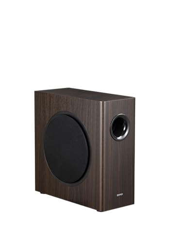 Edifier T5s Active Subwoofer – woofer de 8 pulgadas – 70 W – Filtro de paso bajo – Frecuencia hasta 35 Hz – Carcasa MDF para reducir la resonancia – En espera – Conectores RCA – Diseño atemporal