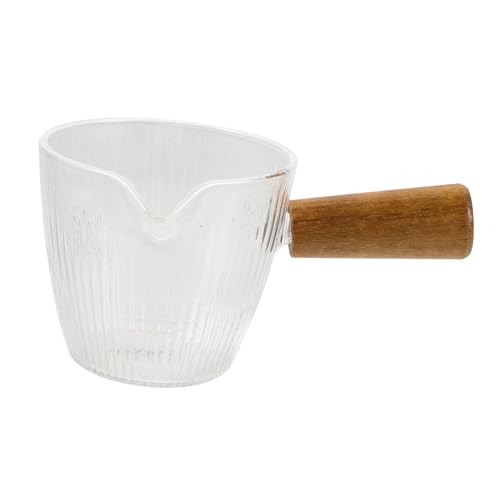Gatuida Glas Milchkännchen mit Holzgriff Kaffeekännchen Hitzebeständig Servierkanne für Milch und Sahne Küche Restaurant Gatuida Glas Milchkännchen mit Holzgriff Kaffeekännchen Hitzebeständig Servierkanne für Milch und Sahne Küche Restaurant