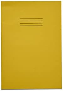 RHINO Stationery Exercise Book | A4 | 80 Page | 8mm Lined with Margin | Yellow | Learning Resources | School Books | Pack of 1