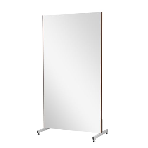 brisafe 割れない鏡 移動式スポーツミラー キャスター付き 長さ160cm 幅80cm 壁掛け 全身鏡 地震対策 筋トレ 防災 超大型 バレエ ヨガ ダンス トレーニングミラー 学校 施設 教室 スタジオ ブラウン