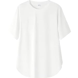 ［Zleufirty］ Tシャツ レディース 半袖 接触冷感 トップス 春 夏 ヨガ tシャツ トップス シンプル ロング丈 ..." 