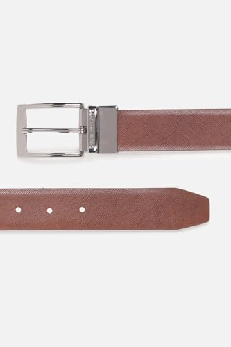 Image of Louis Philippe Men's 100% Italian Leather Shiny Nickel Buckle Formal Reversible Belt