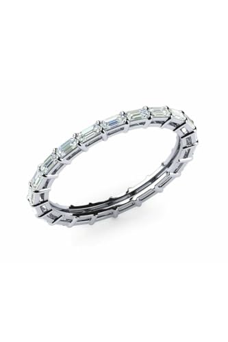 2 CT Baguette Cut Created White Diamond Prong Set Full Eternity Wedding Engagement Band Ring In 14K White Gold Plated 925 Sterling Silver Gift for Womens3