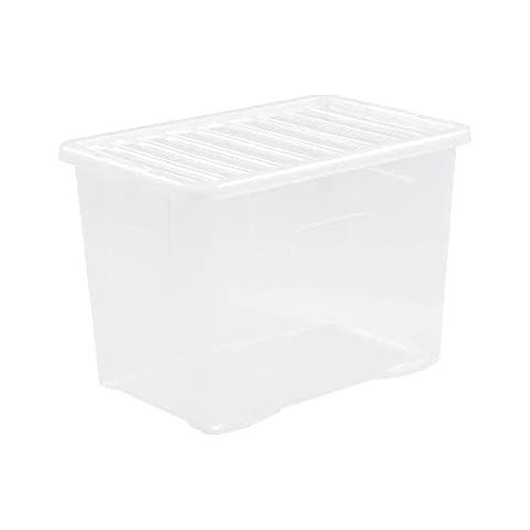Wham Crystal 4x 80L Storage Boxes with Lids Cover