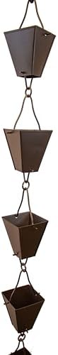 Nutshell Stores Tapered Square Cups Rain Chain - Bronze - 12 Feet