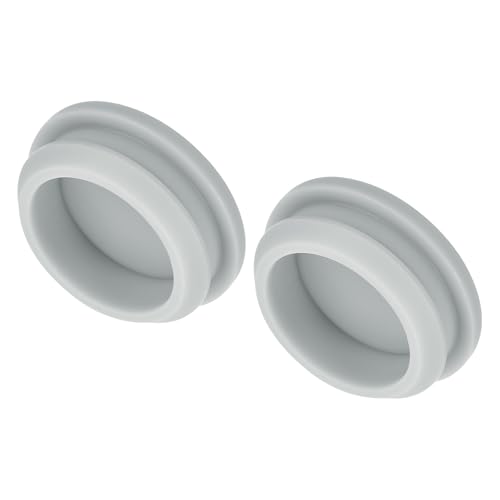 Image of MECCANIXITY 2pcs Silicone Snap in Locking Hole Plugs,32.6mm /1.3 Inch Mounting Diameter Narrow Groove Width 5mm Panel Seal Cover Round for Kitchen Bulkheads Waterproof Sealing Plugs Grey
