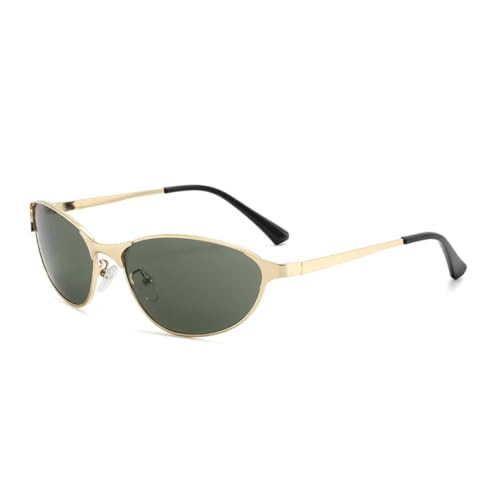 SSFVTTL Gafas de sol modernas con montura pequeña y diseño de ojo de gato para hombre y mujer, de lujo, de metal, con protección UV400 (12006-C4)