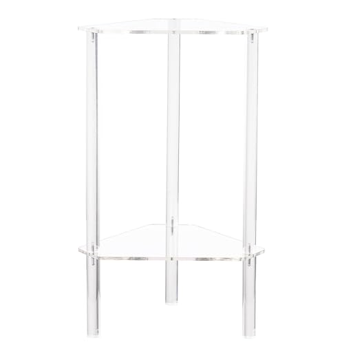 Lnhgh Mesa auxiliar transparente, mesa auxiliar de acrílico | mesita de noche - Mesa auxiliar triangular moderna de acrílico transparente de 2 niveles para baño, sala de estar y dormitorio