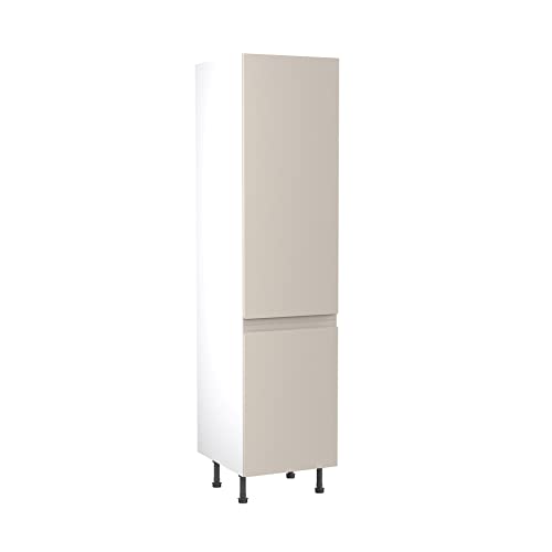 Image of KITCHEN KIT Flatpack Tall Unit - J-Pull Door - Screwless Quick Build Kitchen Cabinet - Larder Unit - 500x2120mm - Light Grey Gloss