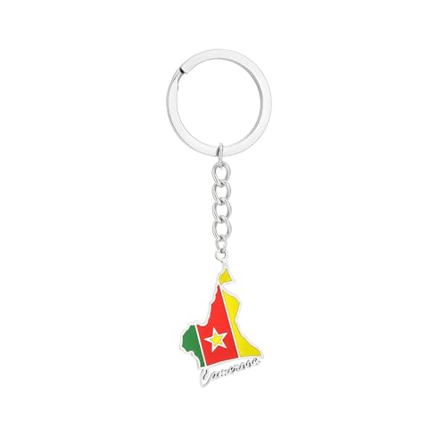 Porte-Clés Avec Carte Et Drapeau Du Cameroun, Porte-Clés Souvenir Tendance Et Tendance De L'Amitié, Bijoux Patriotiques, Décoration De Sac Pour Clé De Voiture, Porte-Clés Pour Hommes E