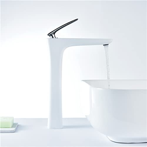 Grifo alto de latón moderno con monomando mezclador elegante para lavabo de diseño