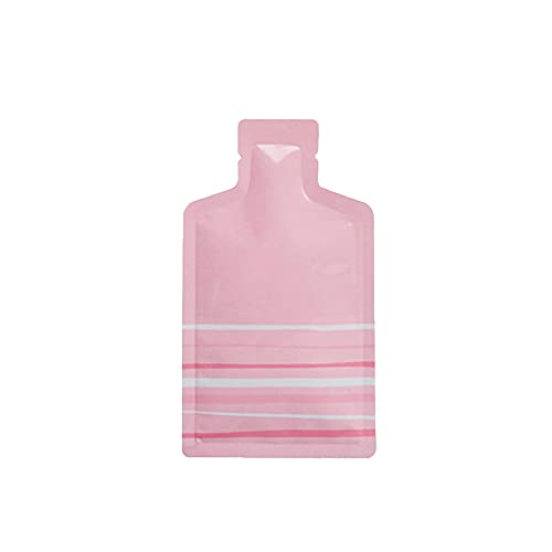 QQ Studio Pack of 100 Color Aluminum Mylar Single-Use Dispenser Tip Open Bottom Heat Seal Sample Pouch (Glossy Pink with Stripes, 3