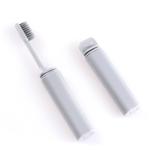 SAFIGLE 2 Piezas Cepillo Dientes Viaje Plegable con Cerdas Bambú Suave Portátil y Ligero Mango Ergonómico para Uso Cómodo Gris y Negro