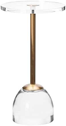 Artmaze Clear Acrylic End Table,Brushed Brass Metal,Side Table for Office,Nightstand for Living Room and Bedroom,Easy Assembly,12x12 inch，21.3 inch high