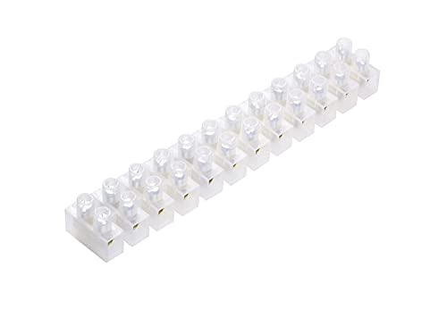 GTSE - 10 unidades de 12 conectores eléctricos de 10 amperios, longitud de 129 mm, bloque de terminales blanco Cover