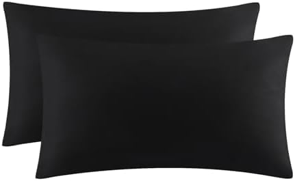 Aisbo Kissenbezug 30x50 Schwarz 2er Set - Kopfkissenbezug 30 x 50 Schwarz mit Reißverschluss aus Mikrofaser, ÖKO-TEX Kissenhülle 30x50cm, Weich und Bügelfrei