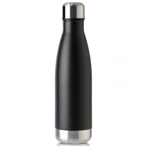 MEWAY 17oz Sport Water Bottle Vacuum Insulated Stainless Steel Leak-Proof Double Wall Cola Shape Water Bottle,Keep Drinks Hot & Cold (Black,1 Pack)