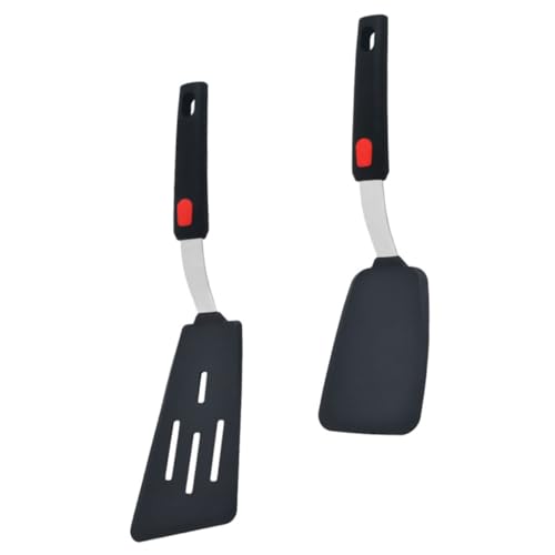 NESTINGHO 2個 耐熱シリコンキッチンツール 点入り 軽量スパチュラ スロット付きターナー 水切り機能付き 家 飲食店向け調理器具