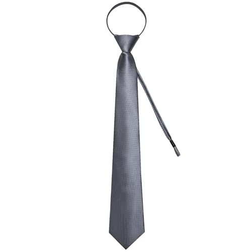 Image of DiBanGu Silk Zipper Ties for Men,Paisley Solid Plaid Pre-tied Tie and Pocket Square Cufflinks Set Formal Adjustable Necktie