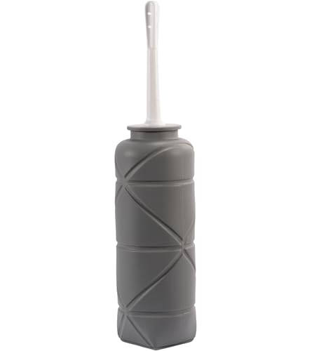 Image of Foldable Compact Silicone Douche Bottle, Reusable Travel Douche Kit, 24 FL Oz Capacity, Grey