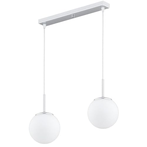 KAR LIGHTING Pendelleuchte 2-flammig aus Stahl & Glas | Hängelampe E27 in Chrom für Wohn-, Ess- & Arbeitszimmer | Höhe verstellbar | Modern & LED-kompatibel KAR LIGHTING Pendelleuchte 2-flammig aus Stahl & Glas | Hängelampe E27 in Chrom für Wohn-, Ess- & Arbeitszimmer | Höhe verstellbar | Modern & LED-kompatibel