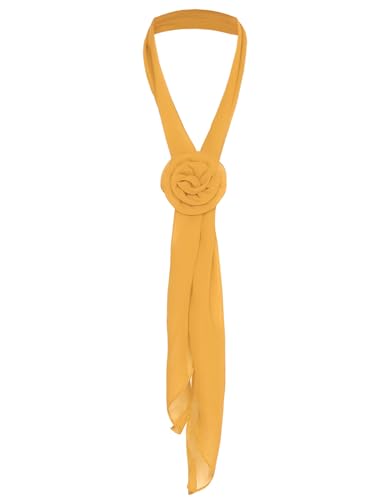 Hularka Womens Detachable Long Rose Scarves Chiffon Neckerchief Lightweight Flower Head Neck Scarf for Wedding4