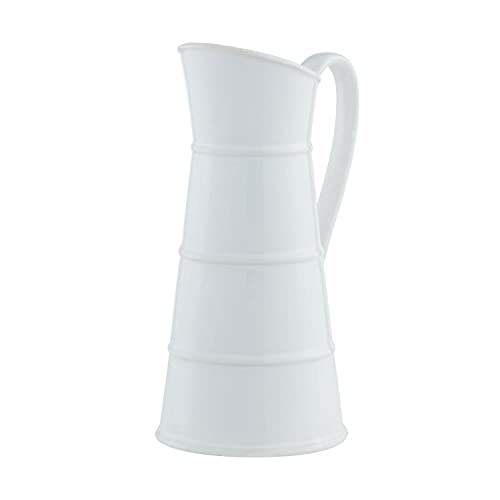 Favrd Decorative Pitcher Vase With Handle Coffee Table Decor Flower Vase Shelf Décor Vase White Farmhouse Kitchen Decor Ceramic Vase Home Office For Display Only, 8.3 X 6.5 X 13.5 Inches #TOP6