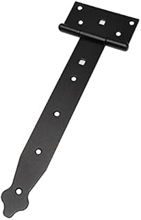 LOGOK2K Cotarba Tee Hinges Metal T-Hinge Black Heavy Duty Gate Hinge Long Strap T Hinge Door Shed Door Weather Resistant Barn Door Outdoor Decorative Screws 300 mm ( 12'' ) Strong Powder Coated Koo