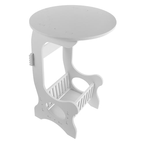 Alipis Table Appoint Ronde Blanche Petite Étagère De Buanderie Table De Téléphone pour Salon Compacte Et Moderne