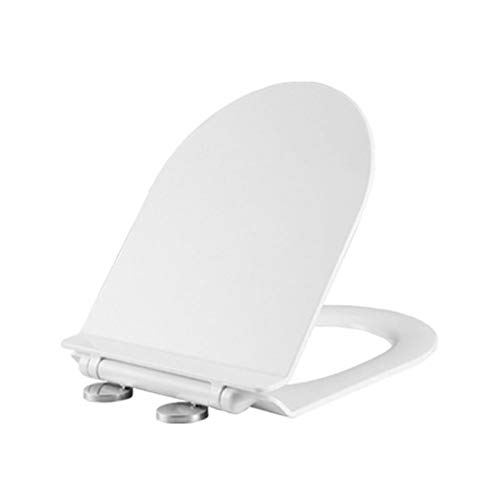 FCS Bathroom Wc-Sitz mit Absenkautomatik Antibakterieller Premium Toilettendeckel Quick Release Easy clean Einfache Montage, Weiss (Size : D-Shape)