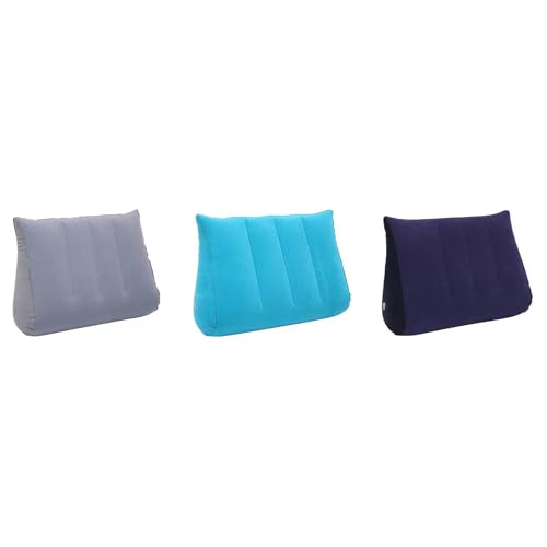 Image of Blow up Cushion Wedge Pillow Compact Lightweight Multipurpose Triangle Shape Grey