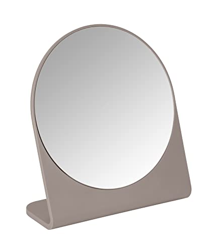 WENKO Miroir cosmétique Marcon taupe - Miroir sur pied, Polystyrène, 17.5 x 19 x 7 cm, Taupe