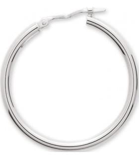 Créoles Or Blanc 750 VILMA boucles d'oreilles anneaux 25mm fil 2.30mm pour femme