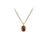 VICHILL 18K Gold Plated Gemstone Women Pendant Necklace Dainty Link Chain Necklaces for Women Ruby Amber Gemstone Pendants, Red