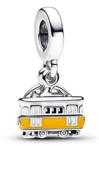 Ciondolo a forma di tram di Lisbona, compatibile con ciondoli Pandora, Trollbeads, Chamilia, Biagi e molti altri braccialetti con ciondoli del Regno Unito, Metallo