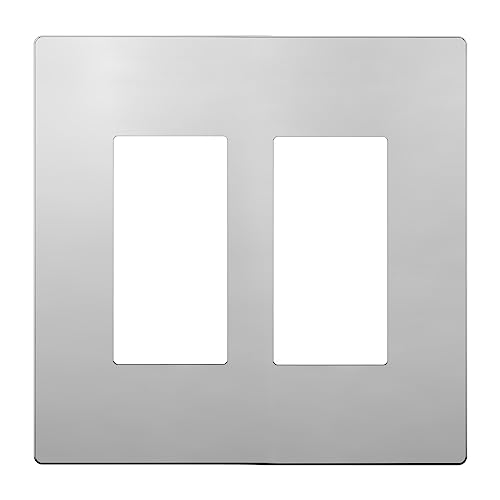 Image of LIDER Double Decorator Metal Wall Plate, Temperature and Impact Resistant, Screwless Cover, Modern Upgrade, Mid-Size 2-Gang 4.88 inch x 4.92 inch, LSMWP-32M-PC, UL Listed, Stainless Steel, Polished Chrome