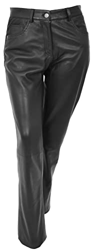Pantalon en cuir souple pour femme Coupe ajustée Noir, Noir , 36 Cover