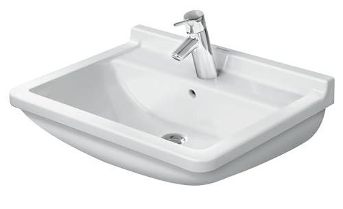 Duravit Waschtisch Starck 3 | 030060000 | Zeitloses Waschbecken in Weiß | Waschtisch 60 x 45 cm zur Wandmontage | WonderGliss Beschichtung | Mit Überlauf und Hahnloch | Klassischer Stil | 04829 3