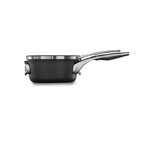 Calphalon Premier Sartén con Tapa, Acero Inoxidable de Aluminio, Negro