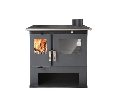 Vesro Kaminofen, Küchenofen, Holz, 7kW, Klassisch, Schwarz, Regulierung der Primär- und Sekundärluft, Sicherungsabschaltung, Scheibenspülung, A+ Vesro Kaminofen, Küchenofen, Holz, 7kW, Klassisch, Schwarz, Regulierung der Primär- und Sekundärluft, Sicherungsabschaltung, Scheibenspülung, A+