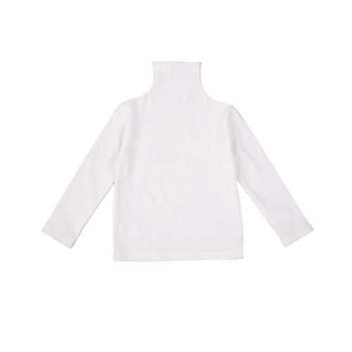 Toddler Baby Little Girls Turtleneck T Shirt Top Long Sleeve Basic Solid Color Blouse 1-5Years Old (White Turtleneck Shirt 3-4T)