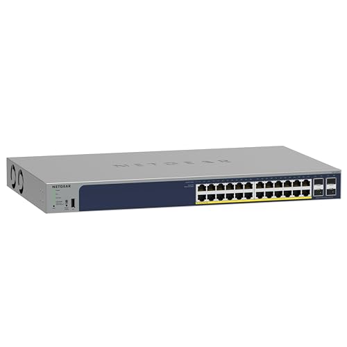Image of NETGEAR 28-Port PoE Gigabit Ethernet Smart Switch (GS728TP) - Managed, Optional Insight Cloud Management, 24 x PoE+ @ 190W, 4 x 1G SFP, Desktop or Rackmount
