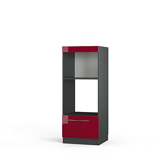 Vicco Armoire Micro-Ondes Fame-Line, Rouge Bordeaux Haute Brillance, 60cm Ouvert, à Combiner avec...