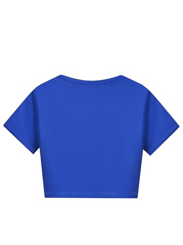 Kids Girls Sports Outfits Cotton Short Sleeve T-shirt Shorts Set For Summer Casual Workout Dance Blue 7-8 Years2