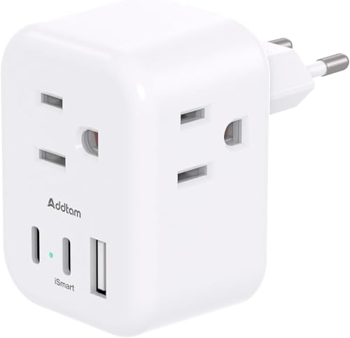 European Travel Plug Adapter, International Power Plug Adapter with 3 Outlets 3 USB Charging Ports(1 USB C), Travel Essentials to Italy,Greece,Israel,France, Spain (Type C) image 3