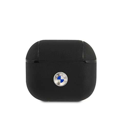 BMW BMA3SSLBK Etui pour AirPods 3 Cuir Véritable Noir Logo Argent